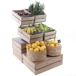 Fruit-display-on-double-height-plinth-with-tilt-stands